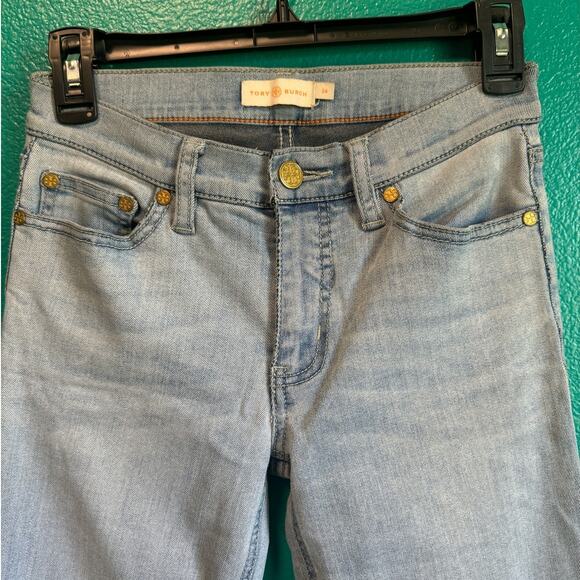 Tory Burch Slim Straight Light Blue Denim Jeans Women's 24 - Picture 4 of 10